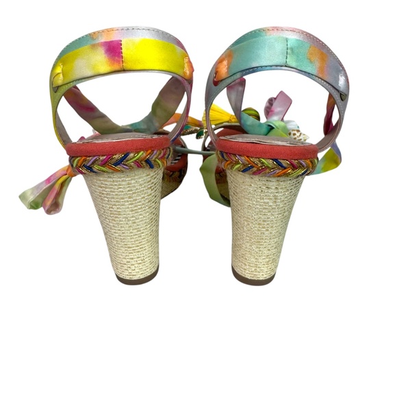 Betsey Johnson Izzi Embellished Wedge Sandals Lace Up Playful Whimsical Size 7 - Picture 9 of 9